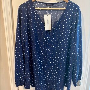 BloomChic Blue and White Polka Dot Blouse